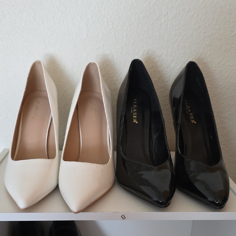 Pleaser Elegant Black and Cream Heels